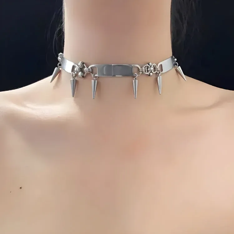 Goth Spiked Metal Choker