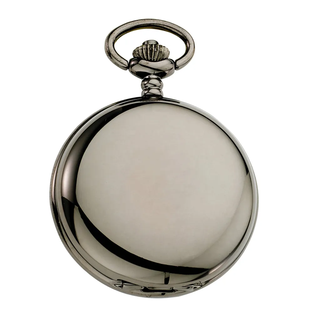 Gotham Men's Gun-Tone Low Vision Bold Number Polished Finish Covered Quartz Pocket Watch # GWC15045BBK