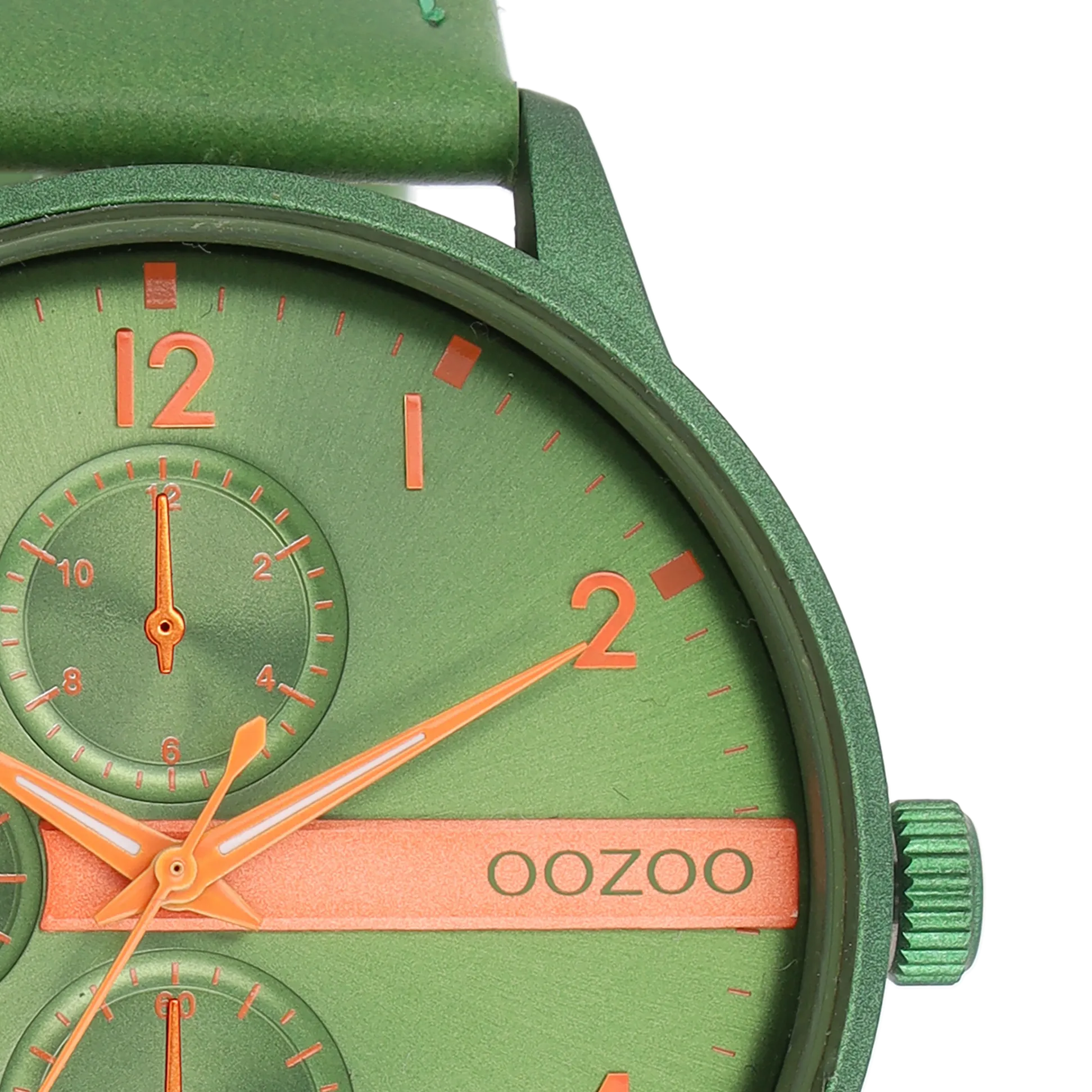 Green OOZOO watch with green leather strap - C11308