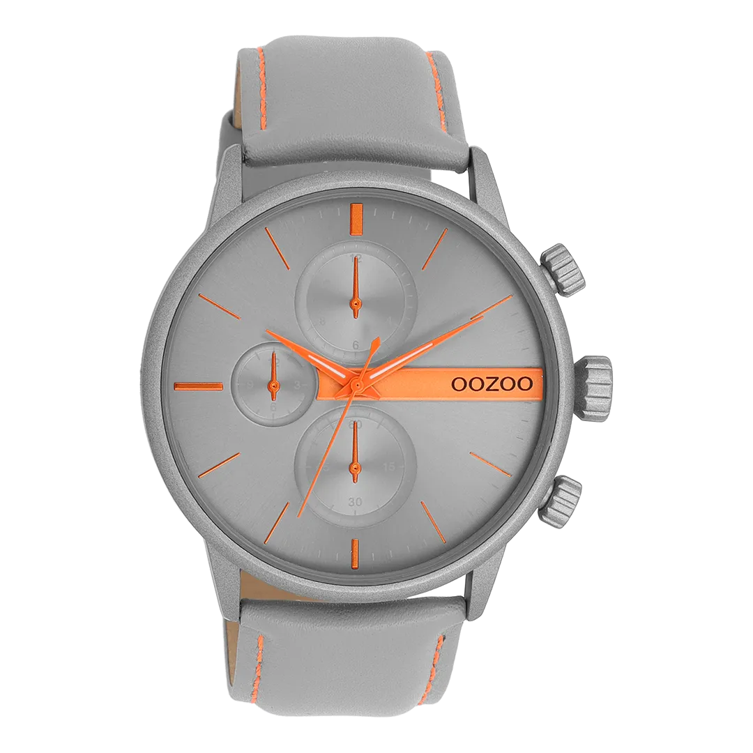 Grey OOZOO watch with grey leather strap - C11225