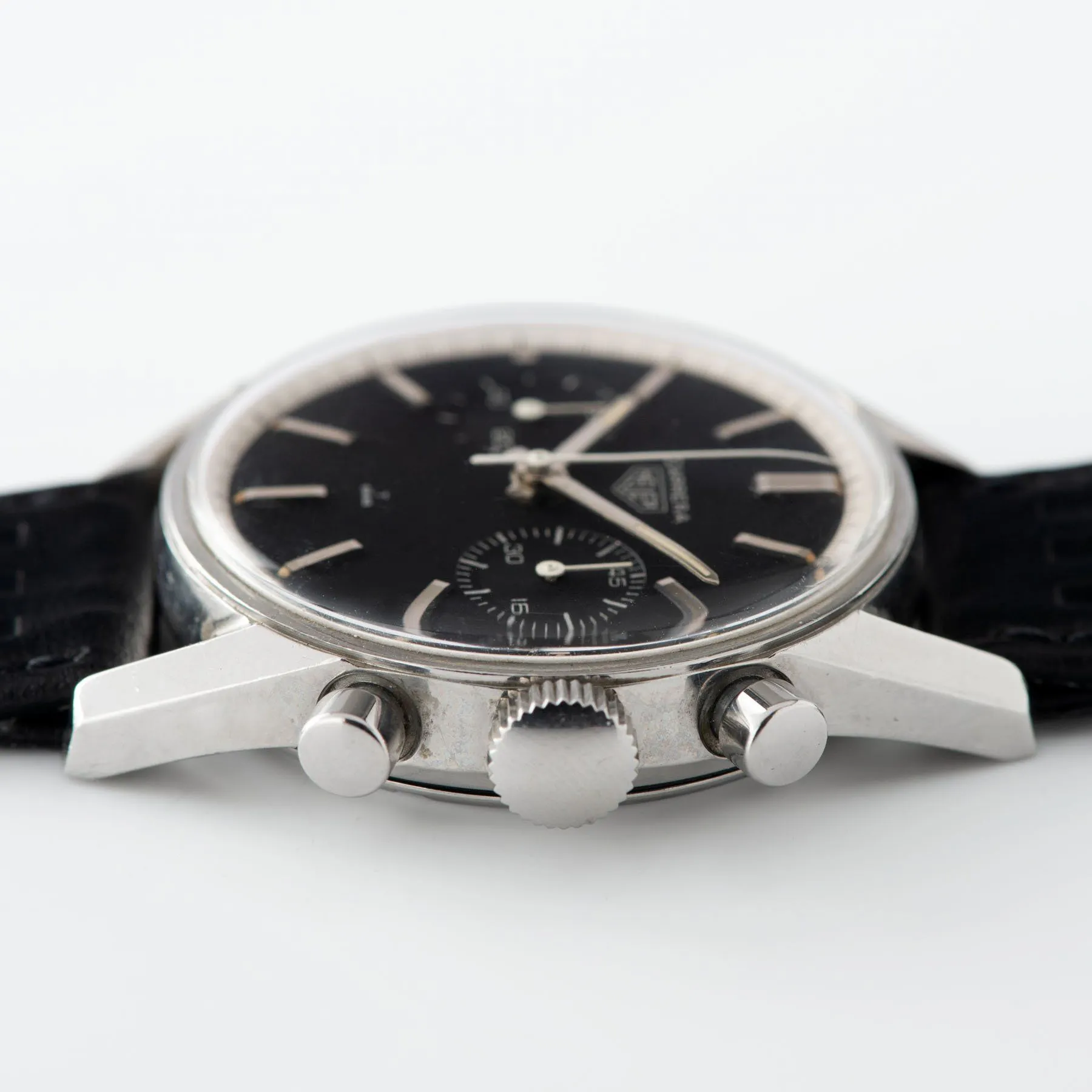 Heuer Carrera Ref 3647 Black Dial Silver Print