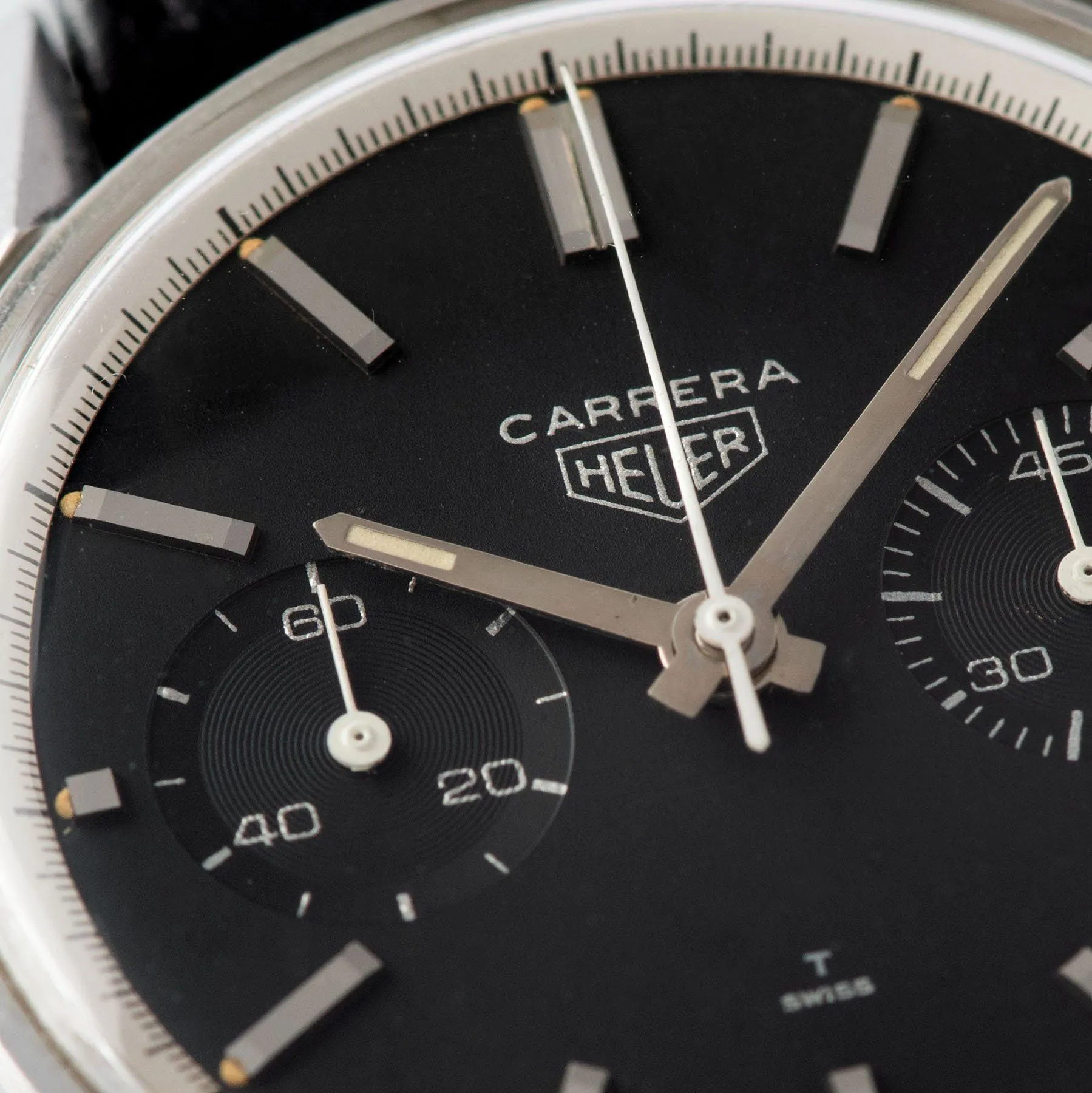 Heuer Carrera Ref 3647 Black Dial Silver Print