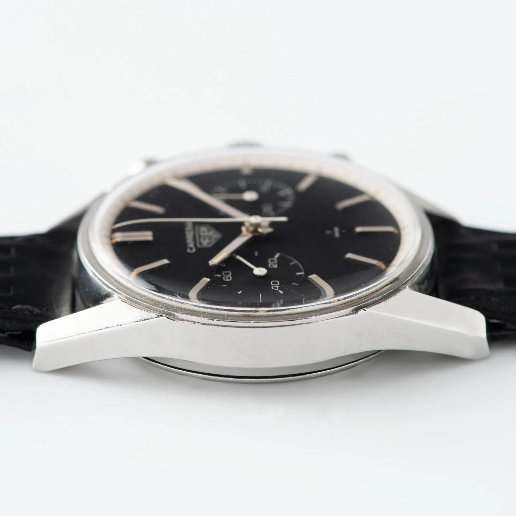 Heuer Carrera Ref 3647 Black Dial Silver Print