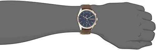 Lacoste Men's SAN Diego Stainless Steel Quartz Watch with Leather Strap, Brown, 22 (Model: 2010917)