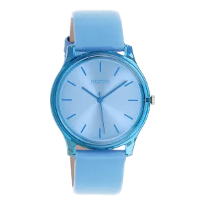 Light blue OOZOO watch with light blue leather strap - C11140