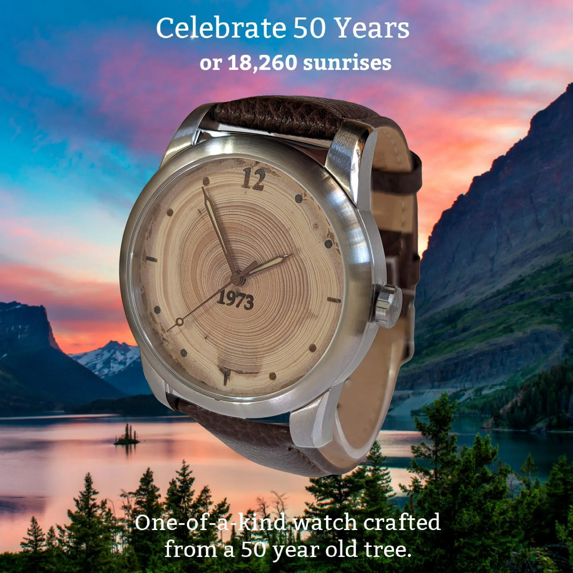 Mens Watch Made of Tree Rings, Perfect 50th Birthday Gift or Anniversary Gift for Parents