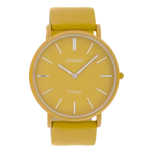 Mustard yellow  watch with mustard yellow leather strap