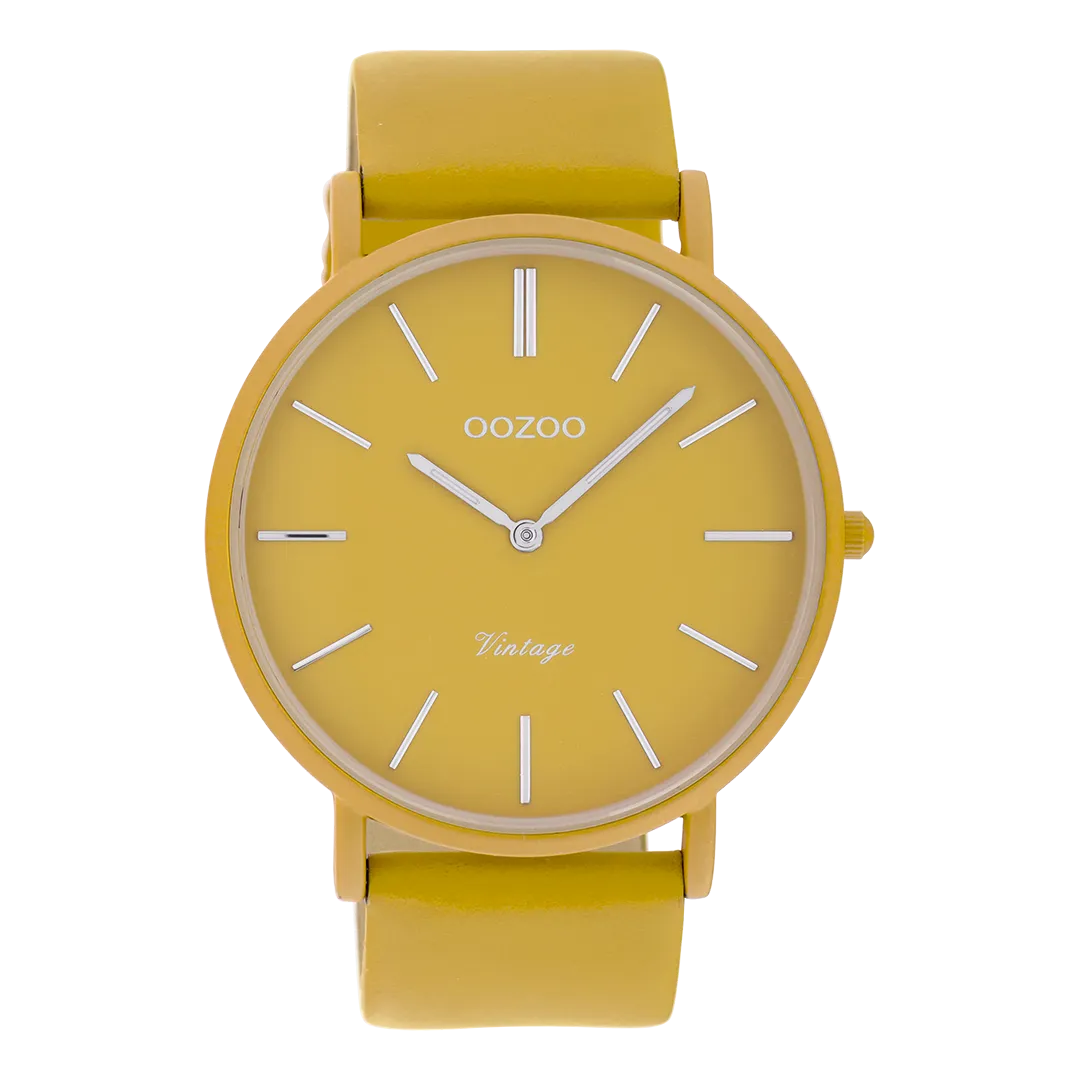 Mustard yellow  watch with mustard yellow leather strap