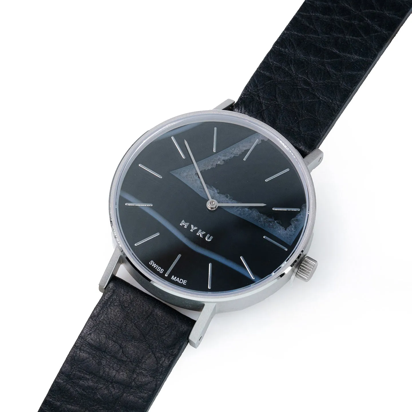 MYKU Black Onyx Stainless Steel 38mm Watch