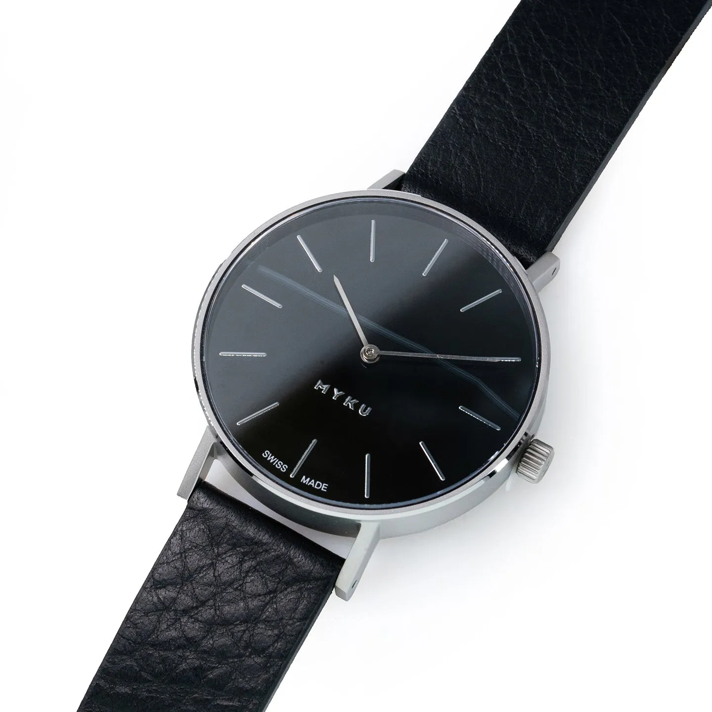 MYKU Black Onyx Stainless Steel 38mm Watch