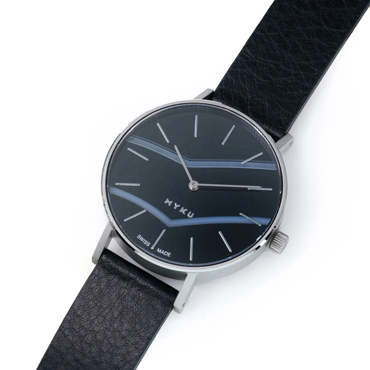 MYKU Black Onyx Stainless Steel 38mm Watch