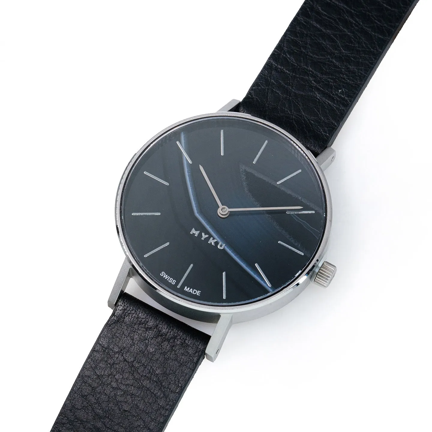 MYKU Black Onyx Stainless Steel 38mm Watch