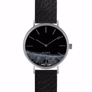 MYKU Black Onyx Stainless Steel 38mm Watch