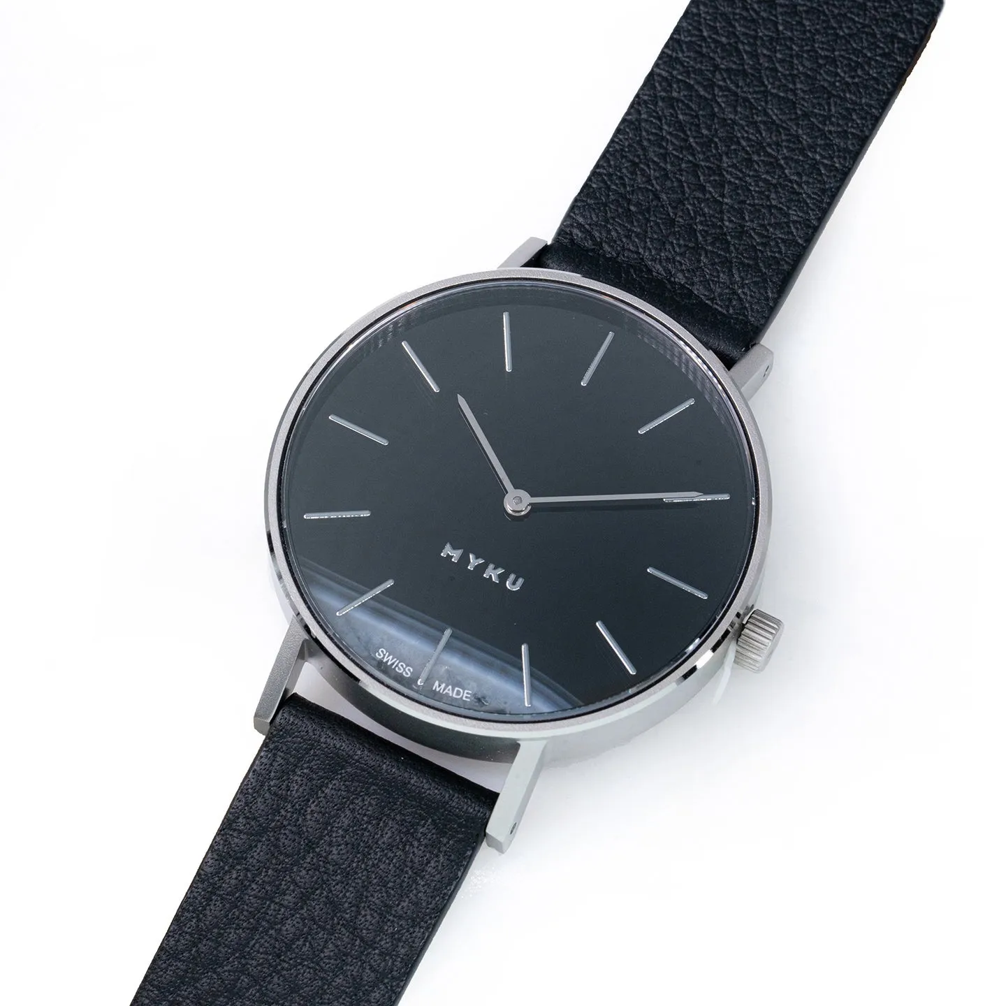 MYKU Black Onyx Stainless Steel 38mm Watch