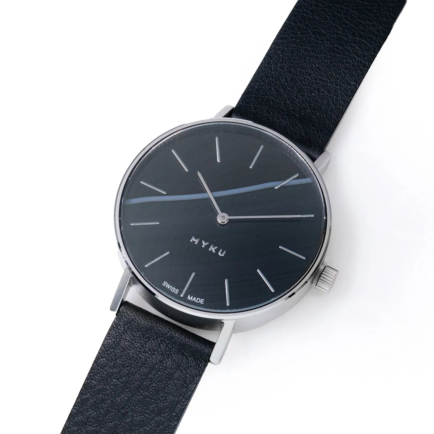 MYKU Black Onyx Stainless Steel 38mm Watch