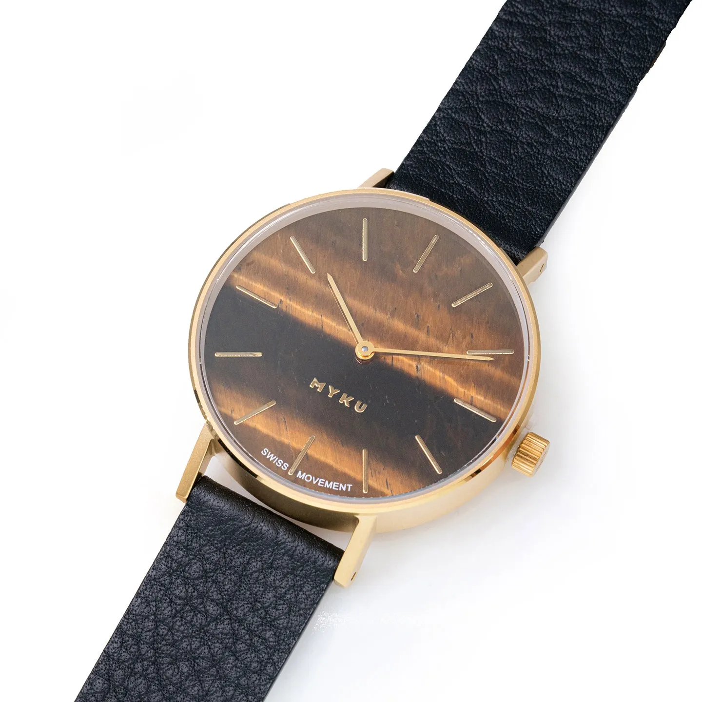 MYKU Tiger Eye Gold 38mm Watch