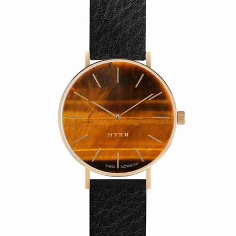 MYKU Tiger Eye Gold 38mm Watch