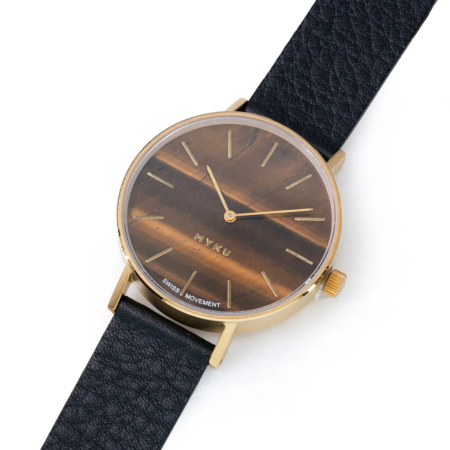 MYKU Tiger Eye Gold 38mm Watch