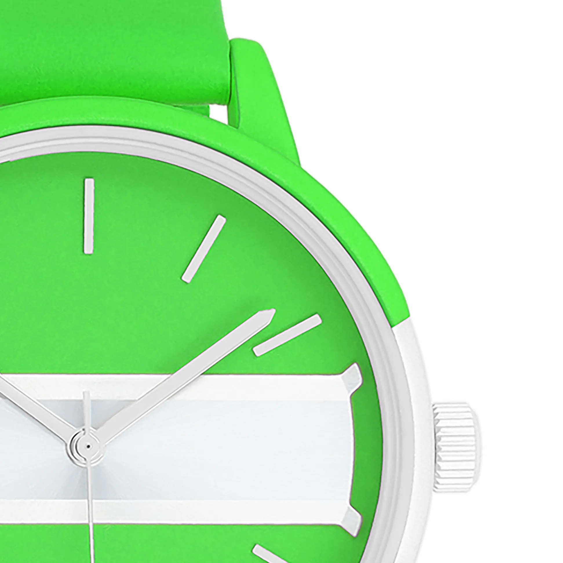 Neon green/gold coloured OOZOO watch with neon green leather strap - C11189