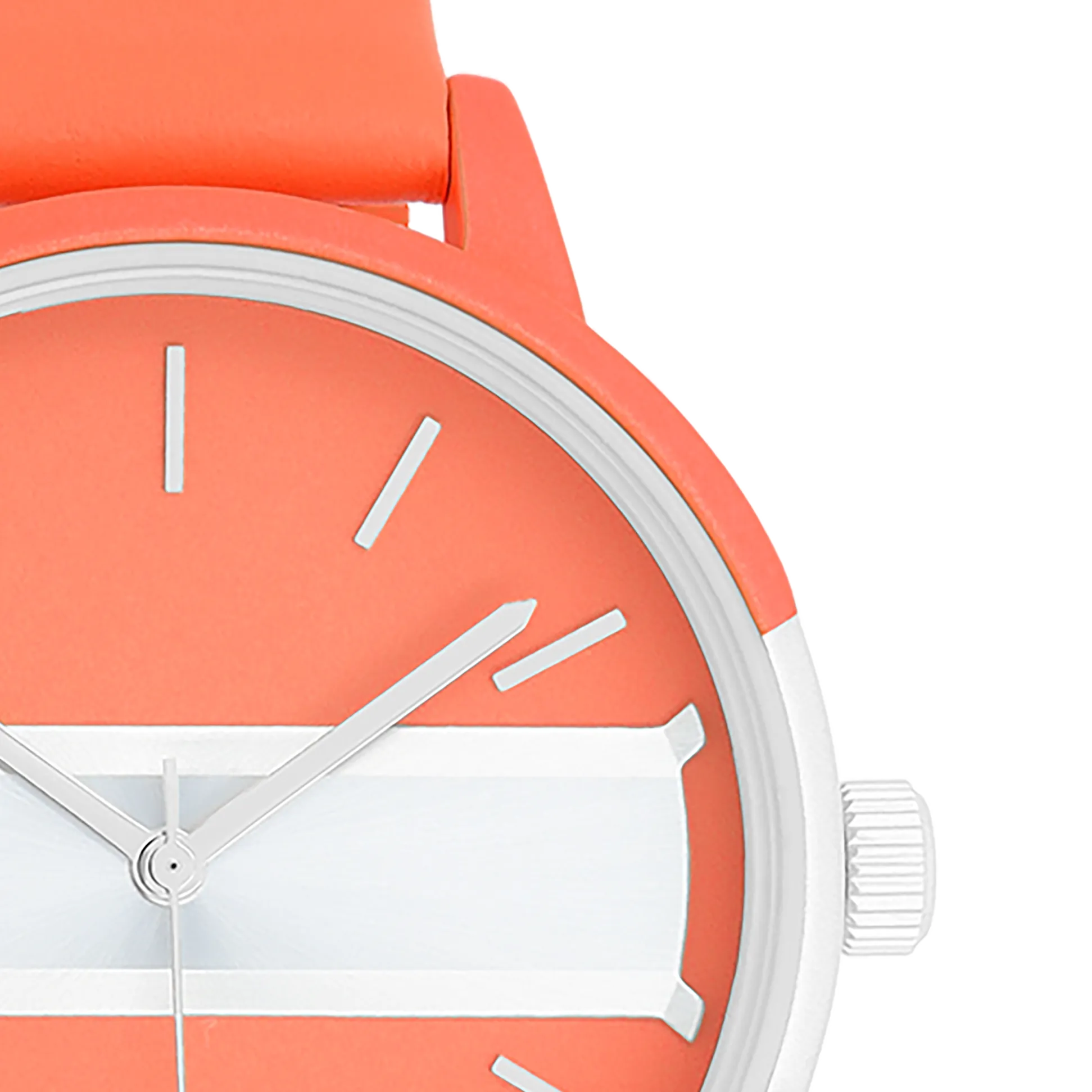 Neon red/gold coloured OOZOO watch with neon orange leather strap - C11190