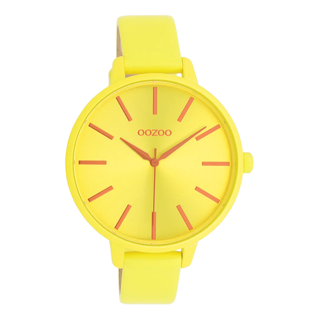 Neon yellow OOZOO watch with neon yellow leather strap - C11184