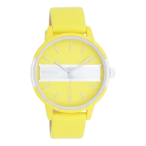 Neon yellow/gold coloured OOZOO watch with neon yellow leather strap - C11191