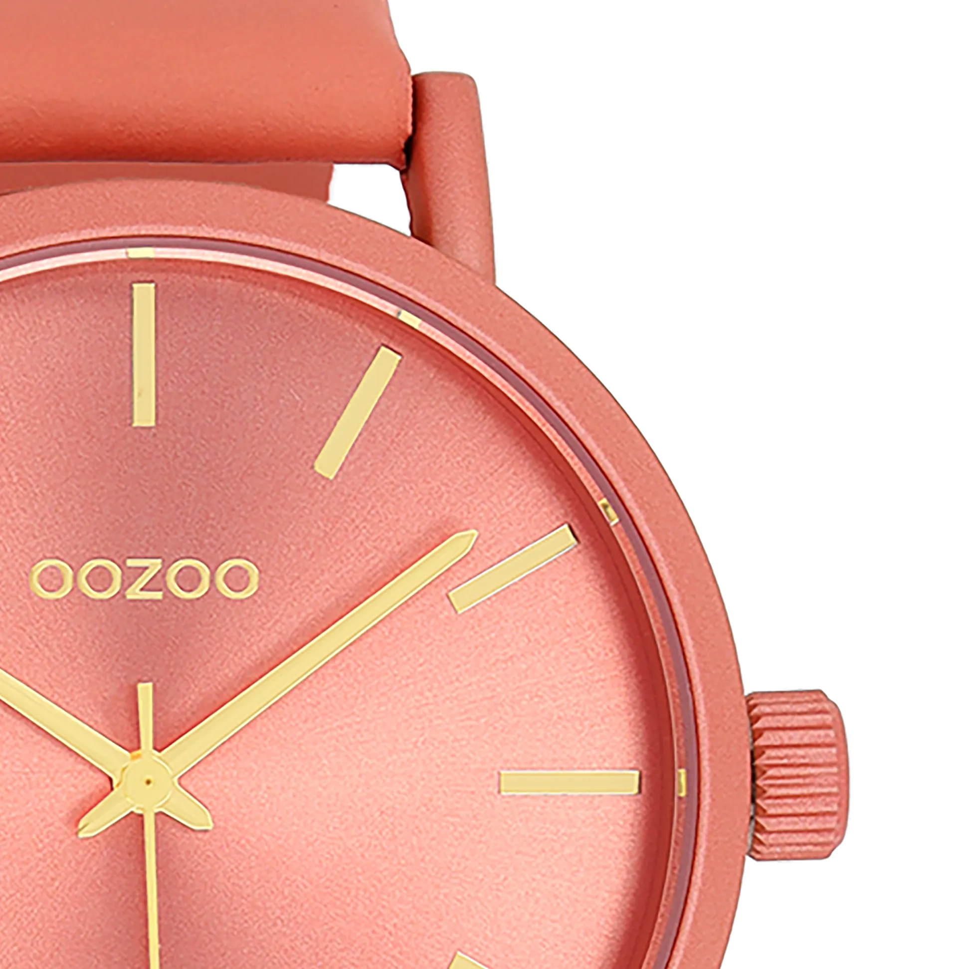 Peach pink OOZOO watch with peach pink leather strap - C11194