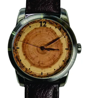 Perfect Gift Idea for His 80th Birthday, Engraved Wood Watch with 80 Annual Tree Rings.  A Ring for Every Year!