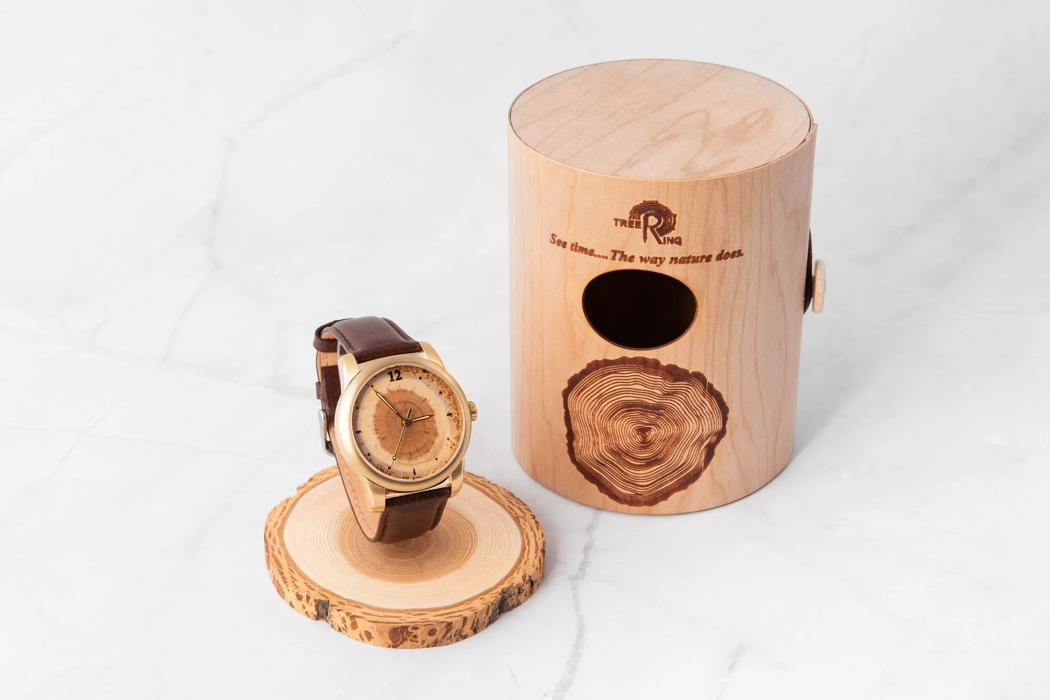 Perfect Gift Idea for His 80th Birthday, Engraved Wood Watch with 80 Annual Tree Rings.  A Ring for Every Year!