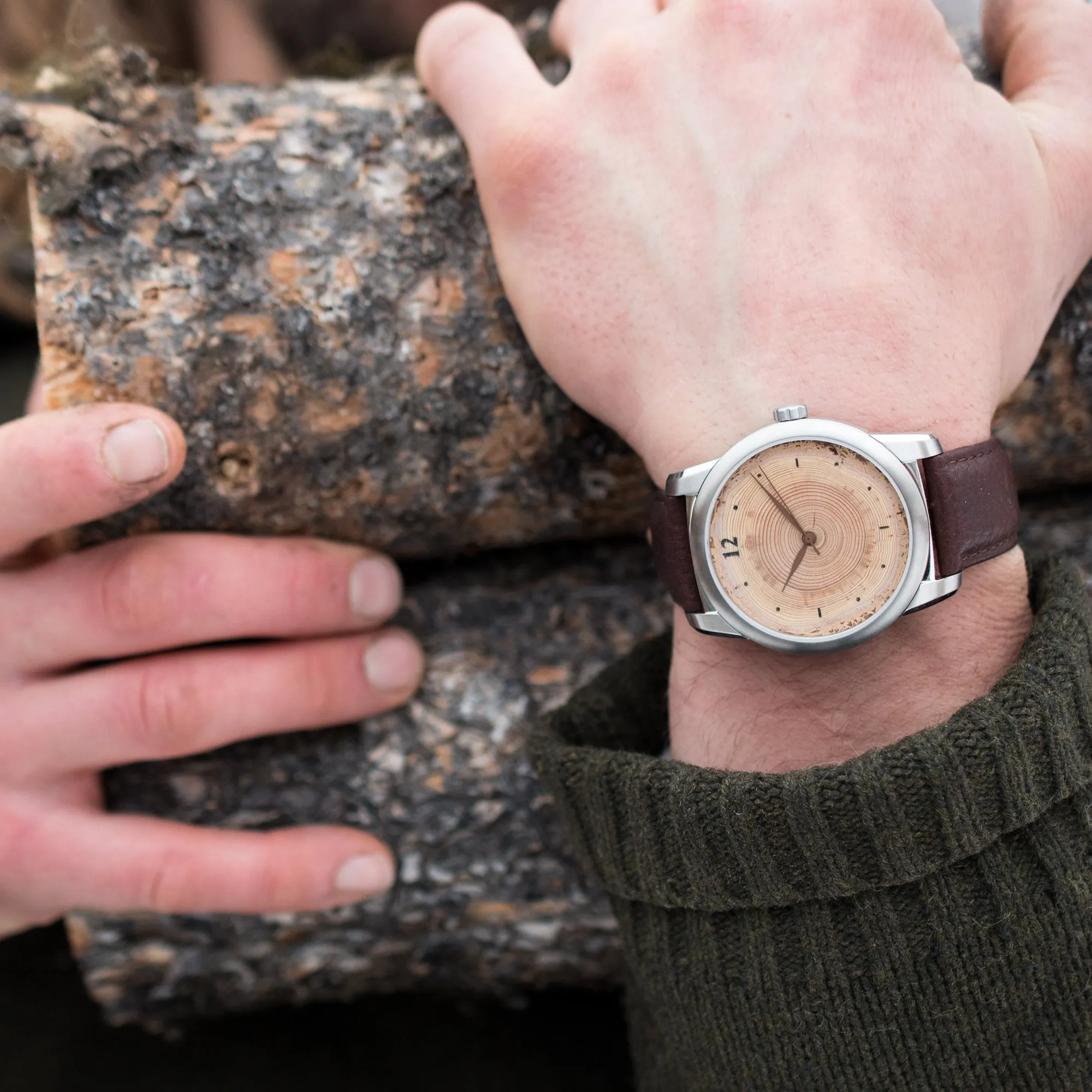 Perfect Gift Idea for His 80th Birthday, Engraved Wood Watch with 80 Annual Tree Rings.  A Ring for Every Year!