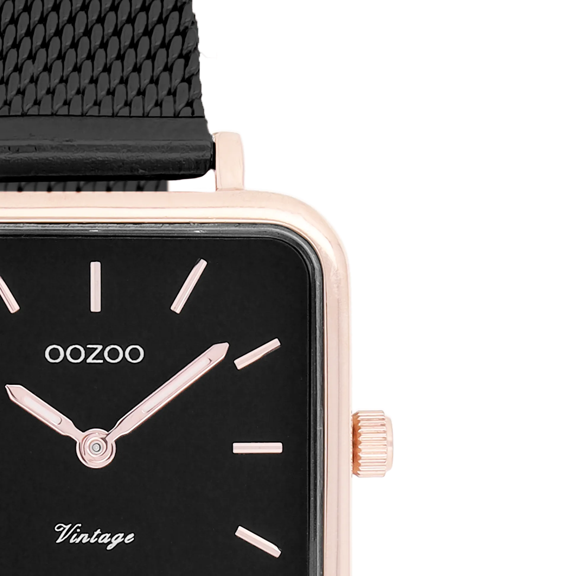 Rose gold coloured OOZOO watch with rose gold coloured metal mesh bracelet - C20265