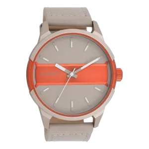 Sand/fluo orange OOZOO watch with sand leather strap - C11230