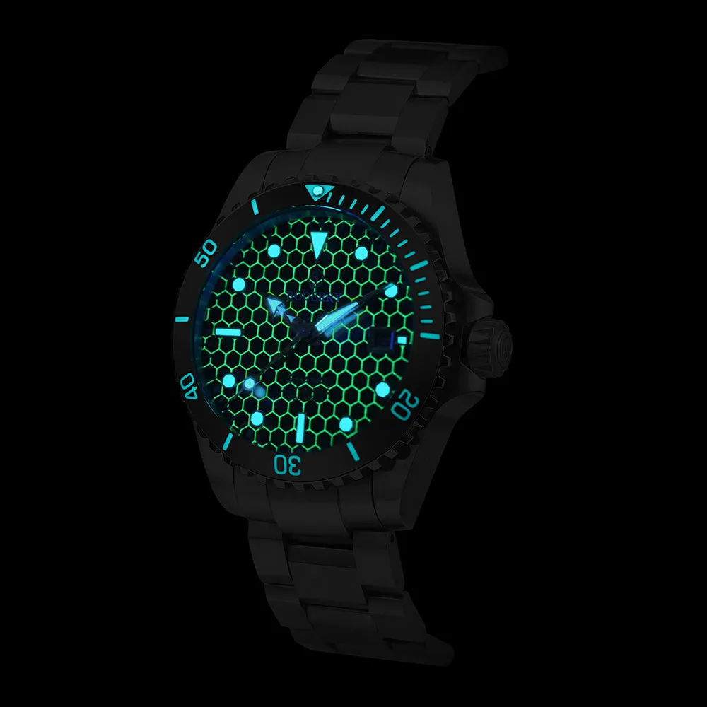 SEATURTLE.OCEAN(TITANIUM) - Automatic Titanium Diver Watch | Turtle Green/Ti-bracelet