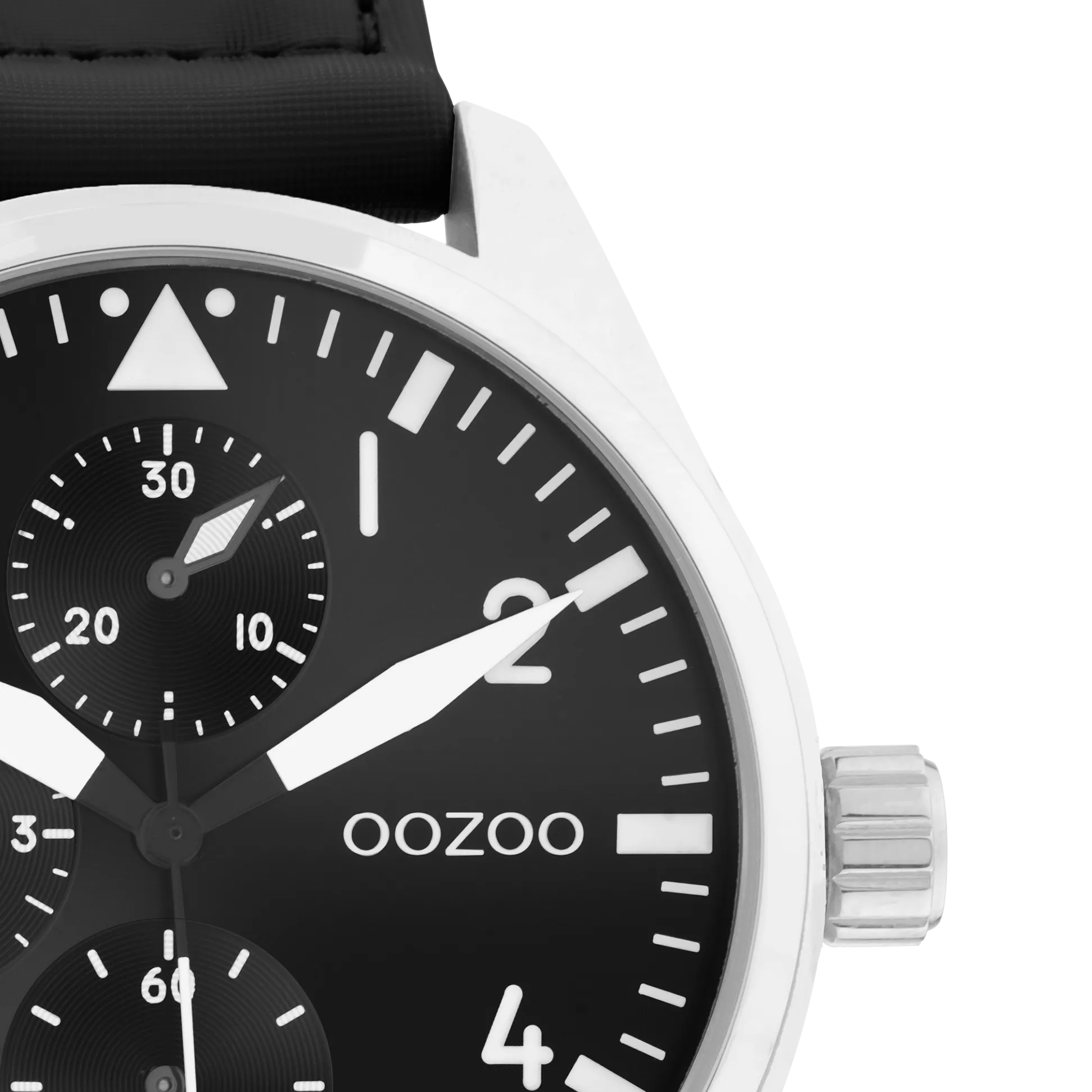 Silver coloured OOZOO watch with black velcro strap - C11009