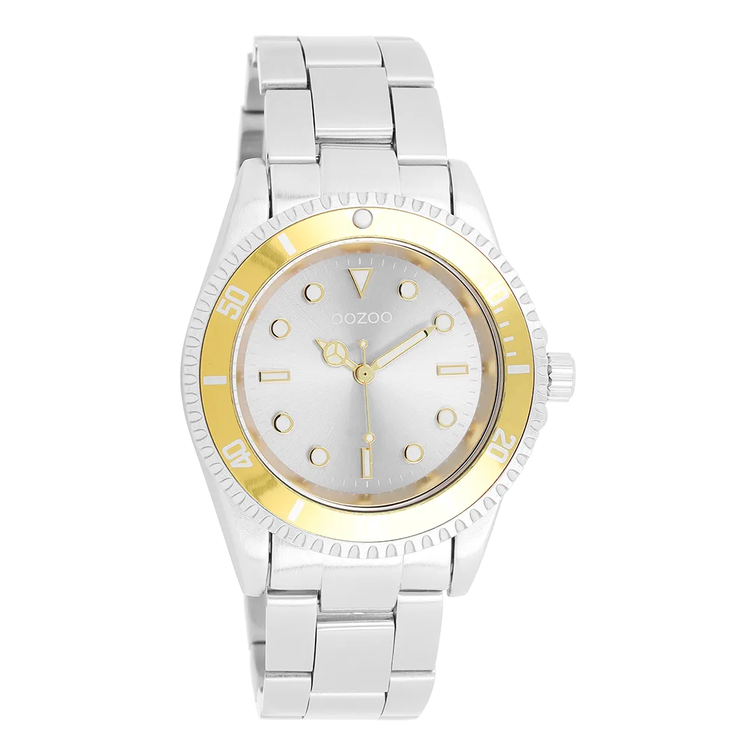 Silver coloured/gold  OOZOO watch with silver coloured stainless steel bracelet - C11145