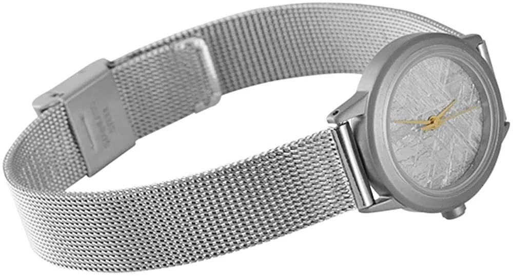 Starborn Creations Genuine Gibeon Meteorite Ladies Small 20mm Face Watch with Stainless Steel Adjustable Mesh Band