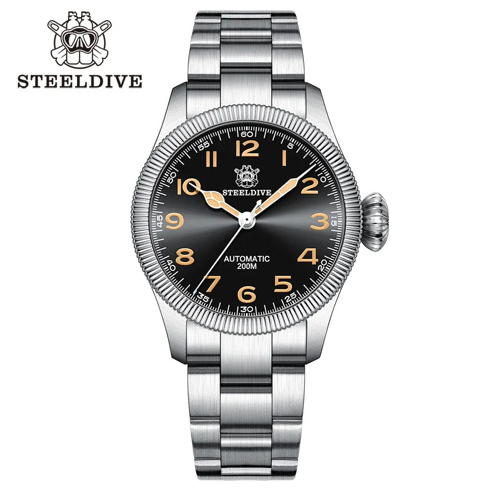 Steeldive SD1906 V2 Carved Coin Bezel NH35 Automatic Watch