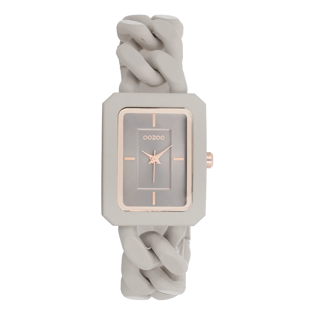 Taupe OOZOO watch with taupe chain bracelet - C11275