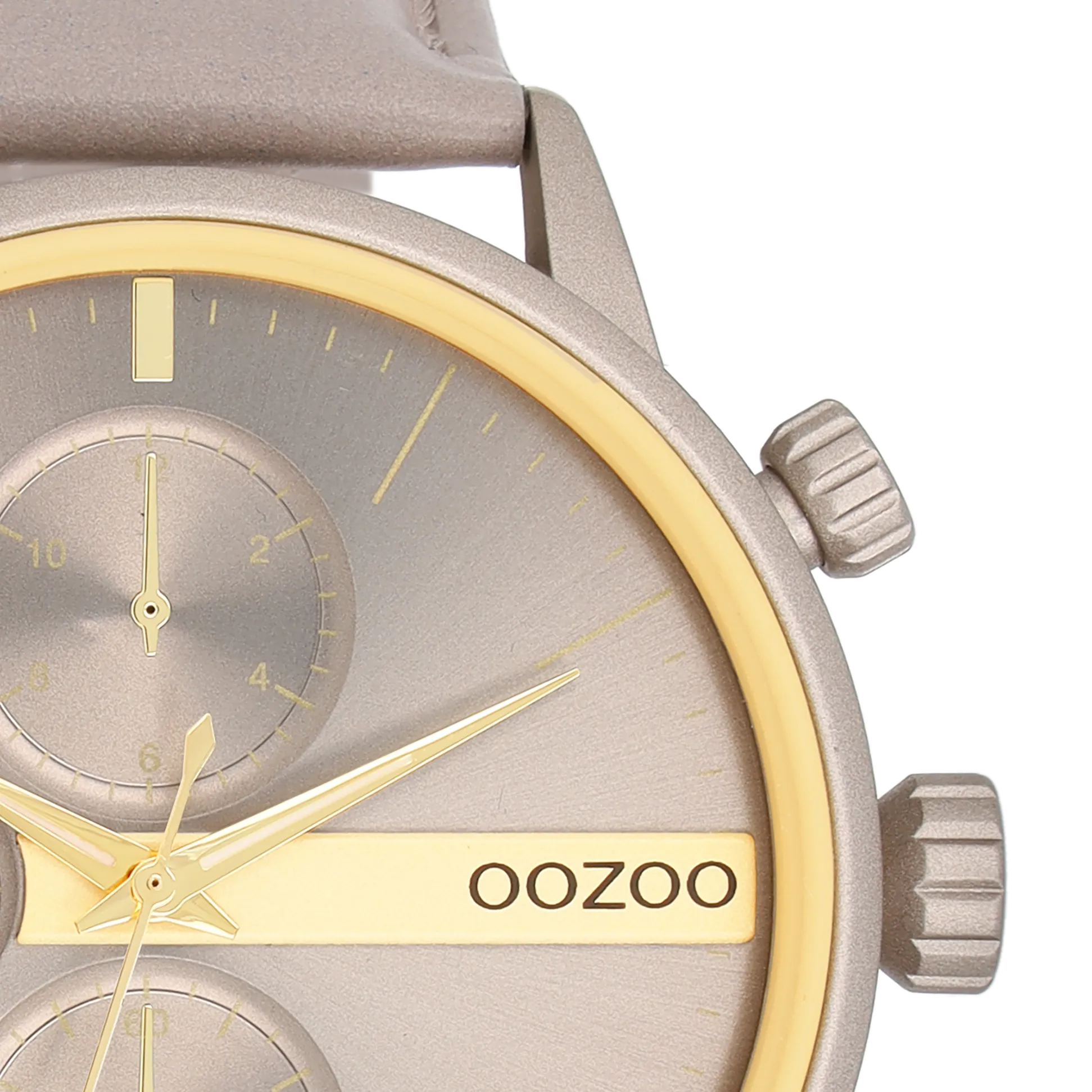 Taupe OOZOO watch with taupe leather strap - C11315