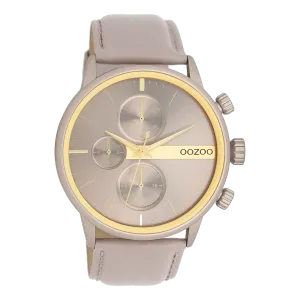 Taupe OOZOO watch with taupe leather strap - C11315