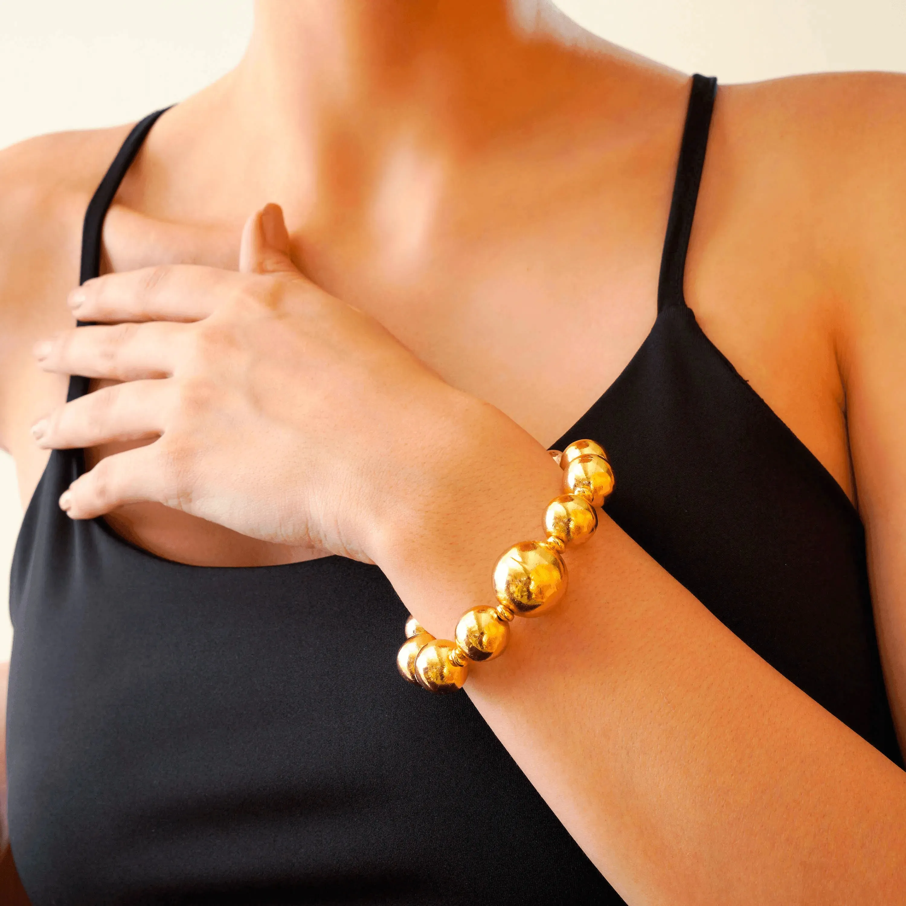 TFC Bold Beads Gold Plated Single Bracelet