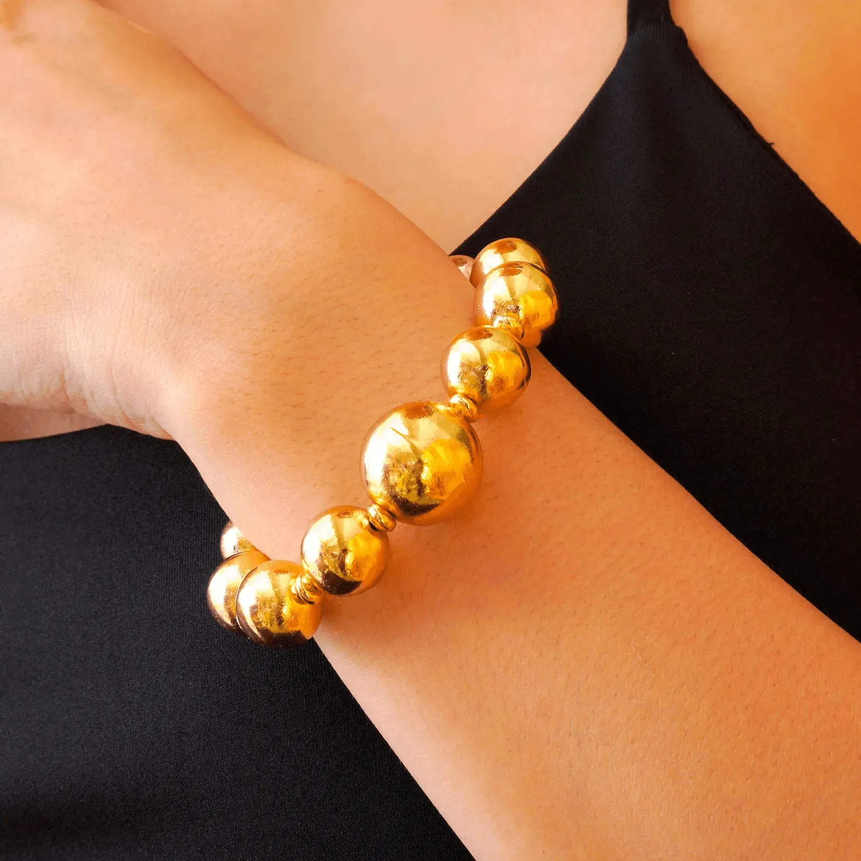 TFC Bold Beads Gold Plated Single Bracelet