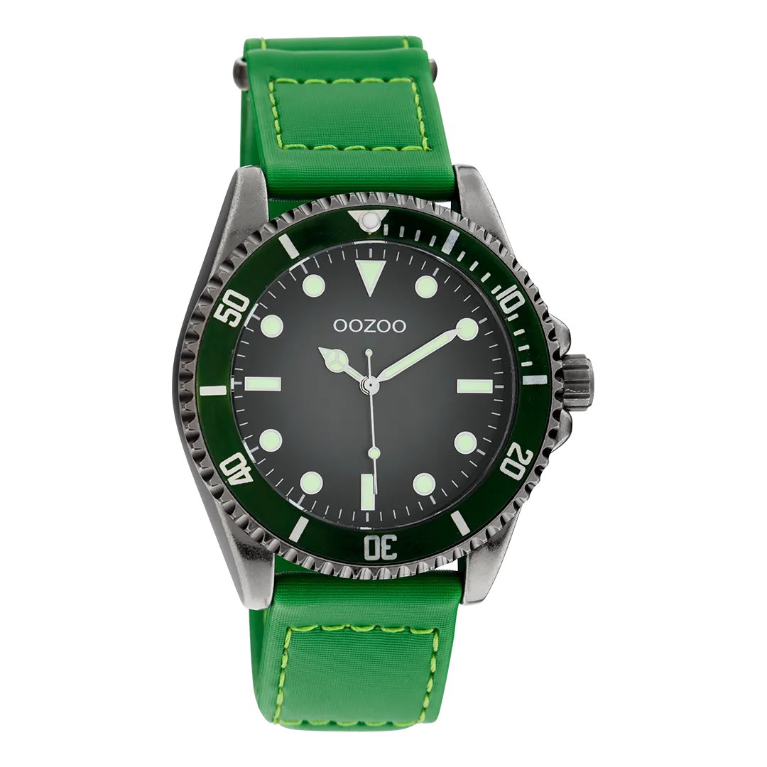 Titanium OOZOO watch with green velcro strap - C11010