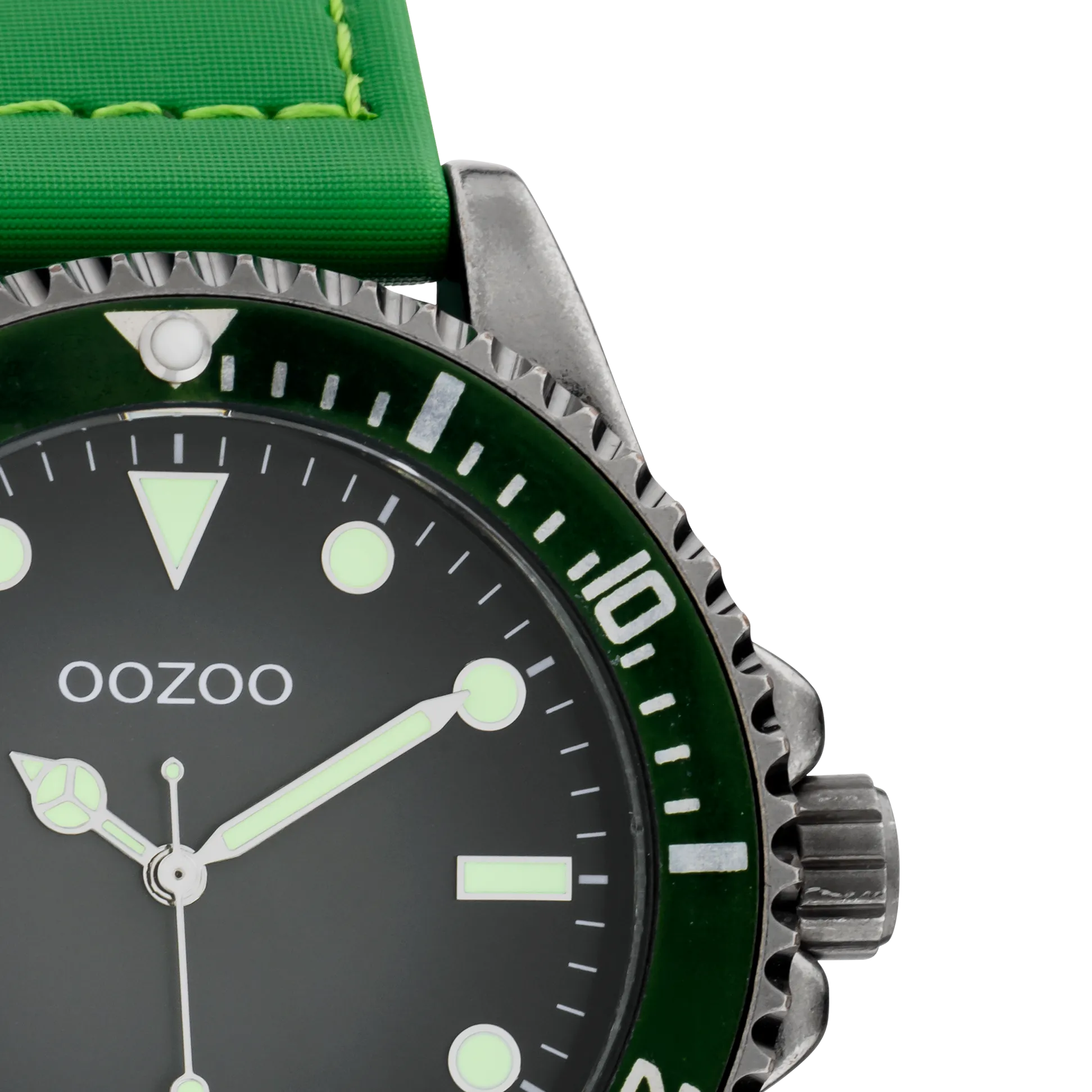 Titanium OOZOO watch with green velcro strap - C11010