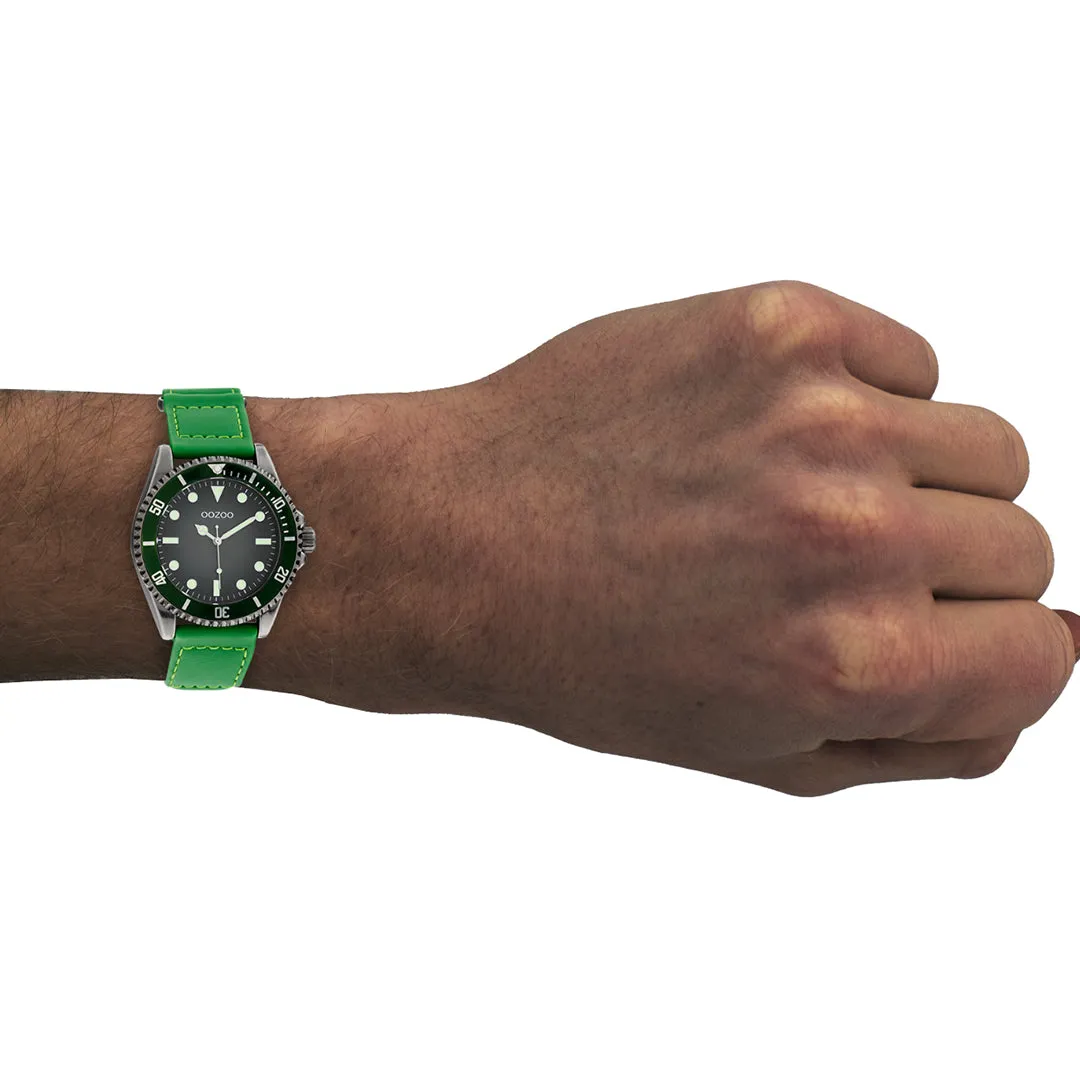 Titanium OOZOO watch with green velcro strap - C11010