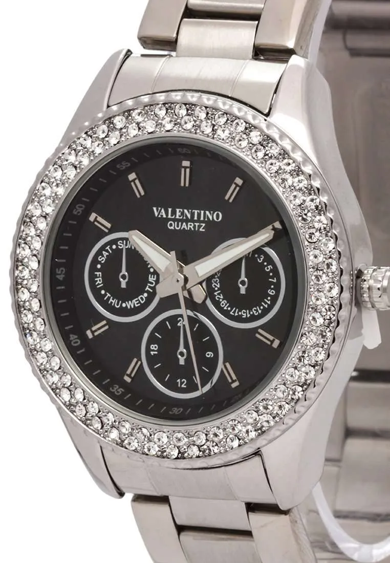 Valentino 20121789-BLACK DIAL Silver Stainless Watch for Women