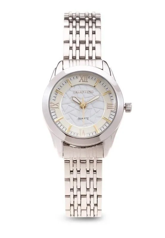 Valentino 20121914-Gold Dial Sta Barbara Mtl Stainless Strap Watch For Women