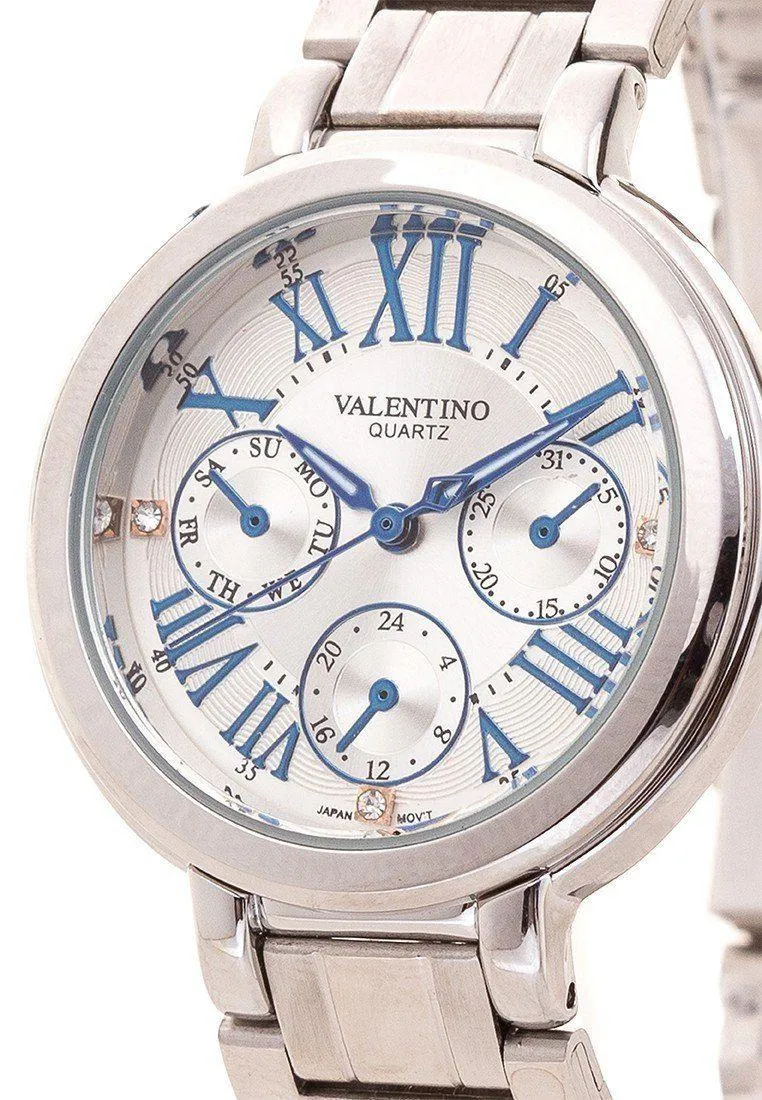 Valentino 20121928-SILVER DIAL CLASSIC SHN MTL IP WHT STAINLESS BAND STRAP Watch For Women