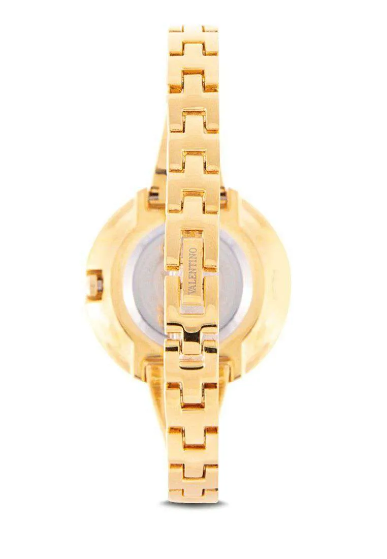 Valentino 20122148-BLACK DIAL Gold Fashion Metal Band Watch for Women