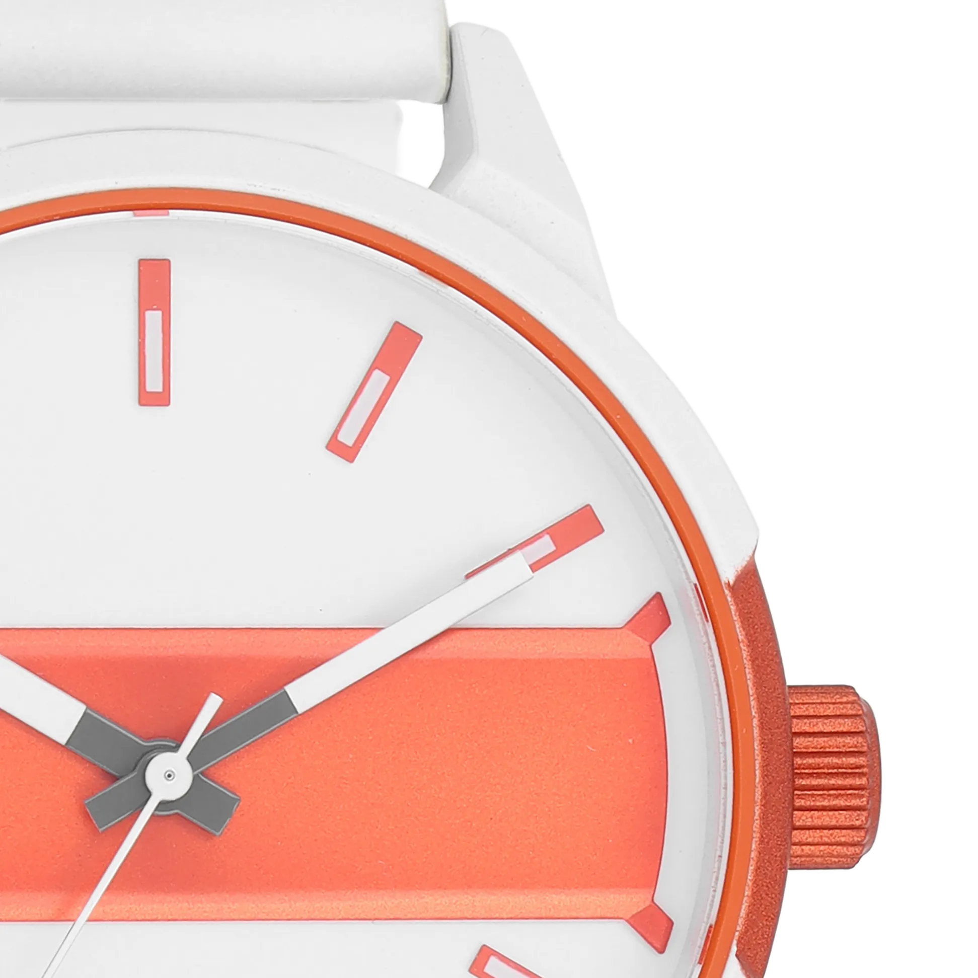 White/fluo orange OOZOO watch with white leather strap - C11316